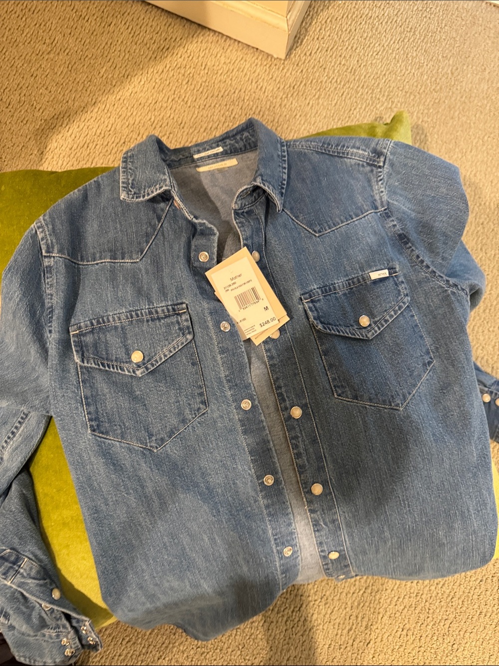 MOTHER Light Blue Denim Button-Down Shirt - Picture 7 of 9
